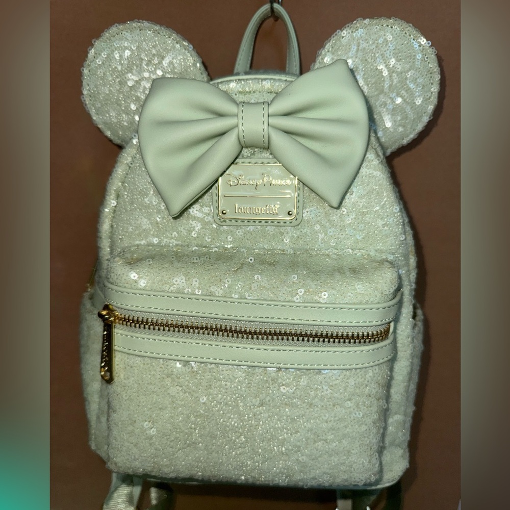 NWOT Disney Loungefly Mint green sequin backpack